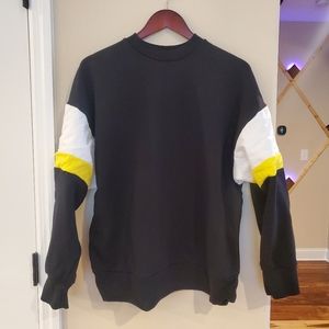 Zara Womens Wide Dolman Sleeve Oversized Sweater Colorblock Black Medium